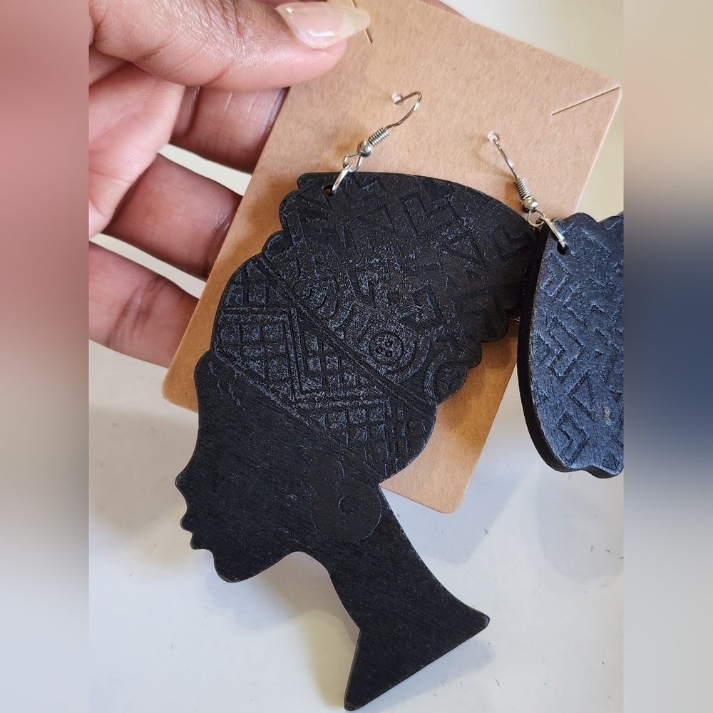 Bold Black Handcrafted African Statement Earrings… - image 6